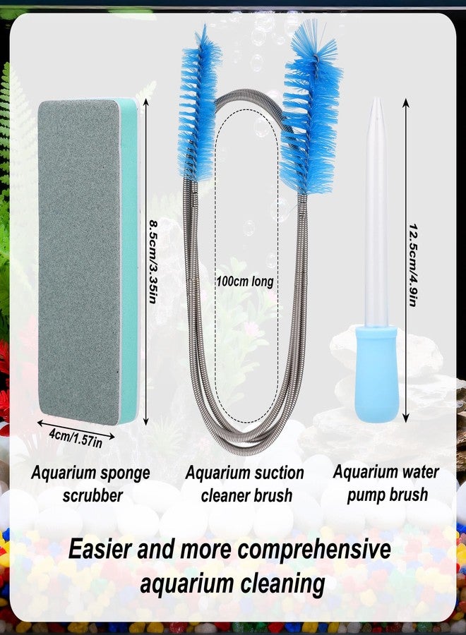 Sinbana Aquarium Cleaning Tools Kit, Includes 4 Double Sided Sponge Scrubbers 2 Suction Cleaner Brushes & Water Pump Brush for Fish Tank Cleaning & Maintenance - Image 2